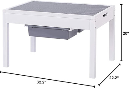 Large 2 in 1 Kid Activity Table with Storage, Play Table for Kids, Boys,Girls,White, 32.2"W x 22.2"L x 20"H, Ages 3+