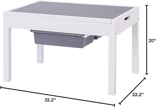 Large 2 in 1 Kid Activity Table with Storage, Play Table for Kids, Boys,Girls,White, 32.2"W x 22.2"L x 20"H, Ages 3+