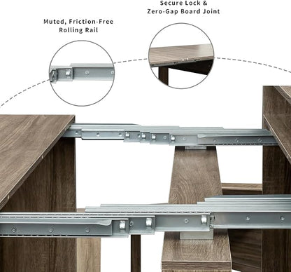Extendable Dining Table for 10, 95” Transformer Dining Room Table, Folding Console to Dining Table, Modern Space Saving Furniture Gray