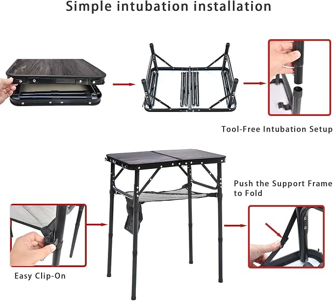 Mini Folding Camping Table - 2ft RV Space-Saving Table& Kids Toy/Learning Desk, Anti-Stain Desktop for Outdoor Glamping/Picnic/Patio & Indoor Decor (Lava Black)