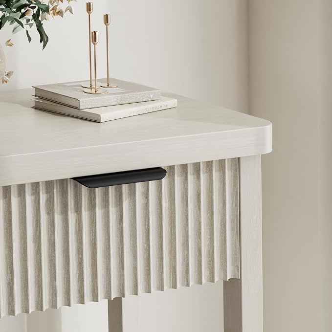 Lulive Fluted Console Table, 51 Inch Entryway Table with 3 Drawers | Scandi farmhouse look with quiet full-extension slides, open lower shelf, profile for hallway, entry, foyer or behind sofa.
