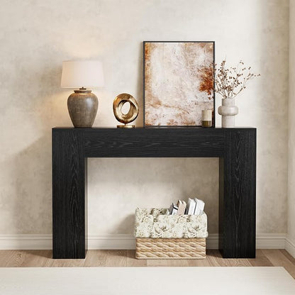 Epecoya Wood Console Table for Entryway Living Room, 43-Inch Small Sofa Table, Farmhouse Rectangular Accent Console with Wooden Double Base for Behind Couch Hallway Foyer Entrance, Black