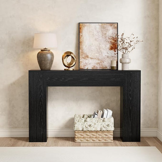 Epecoya Wood Console Table for Entryway Living Room, 43-Inch Small Sofa Table, Farmhouse Rectangular Accent Console with Wooden Double Base for Behind Couch Hallway Foyer Entrance, Black