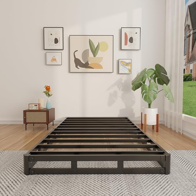 FMDMR Twin Box Spring 4 Inch - Low Profile Box Spring Twin, Heavy Duty Mattress Foundation Metal Bed Base with Fabric Cover, Noise Free, Easy Assembly, Non-Slip, 2500lbs Max