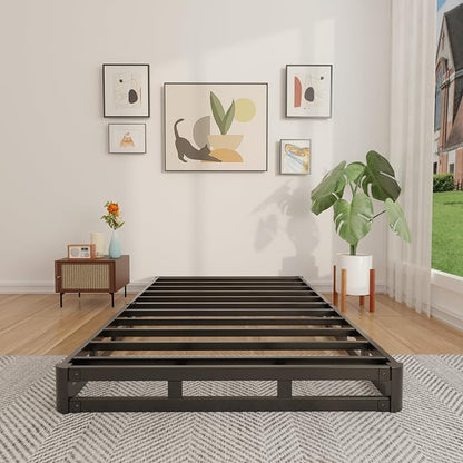 FMDMR Twin Box Spring 4 Inch - Low Profile Box Spring Twin, Heavy Duty Mattress Foundation Metal Bed Base with Fabric Cover, Noise Free, Easy Assembly, Non-Slip, 2500lbs Max