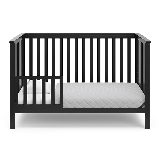 Storkcraft Hillcrest 4-in-1 Convertible Crib (Black) - Converts to Daybed, Toddler Bed, and Full-Size Bed, Fits Standard Full-Size Crib Mattress, Adjustable Mattress Support Base