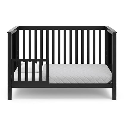 Storkcraft Hillcrest 4-in-1 Convertible Crib (Black) - Converts to Daybed, Toddler Bed, and Full-Size Bed, Fits Standard Full-Size Crib Mattress, Adjustable Mattress Support Base