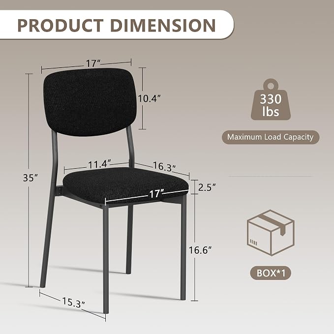 Einhomn Upholstered Dining Chairs Set, Modern Stackable Dining Room Chairs with Soft Velvet Backrest, Kitchen Chairs with Sturdy Metal Legs for Living Room, Restaurant, Set of 2,Black