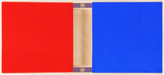 Contender Time-2-Play Kids Activity Play Table, Compatible with Lego Bricks, Extra Sturdy Birch Plywood, 35" W X 15.5" D, Red & Blue, 20" Legs for Ages 4-7