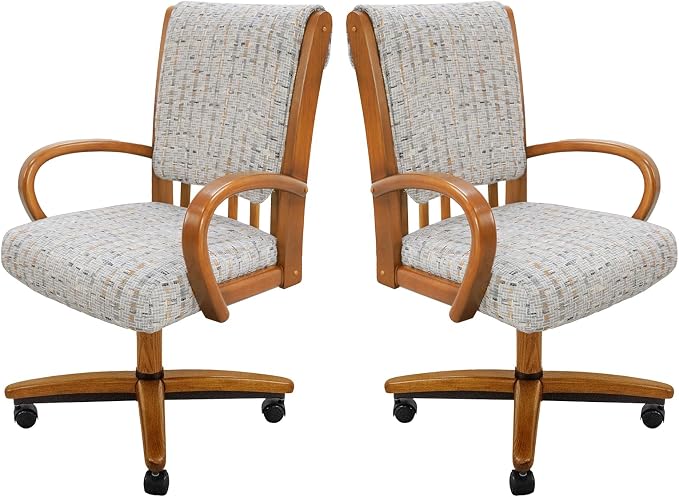 Chromcraft Set of 2 Chairs, Chair with Soft Double Wheels for Kitchen Room