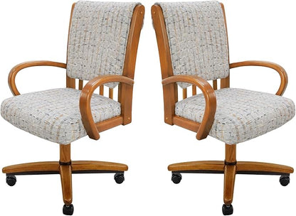 Chromcraft Set of 2 Chairs, Chair with Soft Double Wheels for Kitchen Room