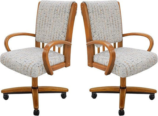 Chromcraft Set of 2 Chairs, Chair with Soft Double Wheels for Kitchen Room