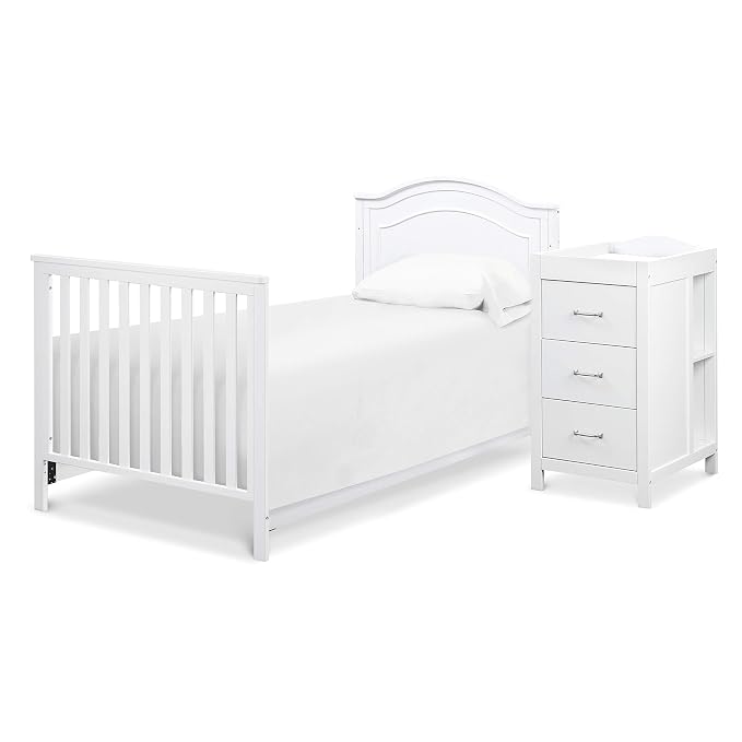 Davinci Charlie 4-in-1 Convertible Mini Crib and Changer Combo in White, Greenguard Gold Certified