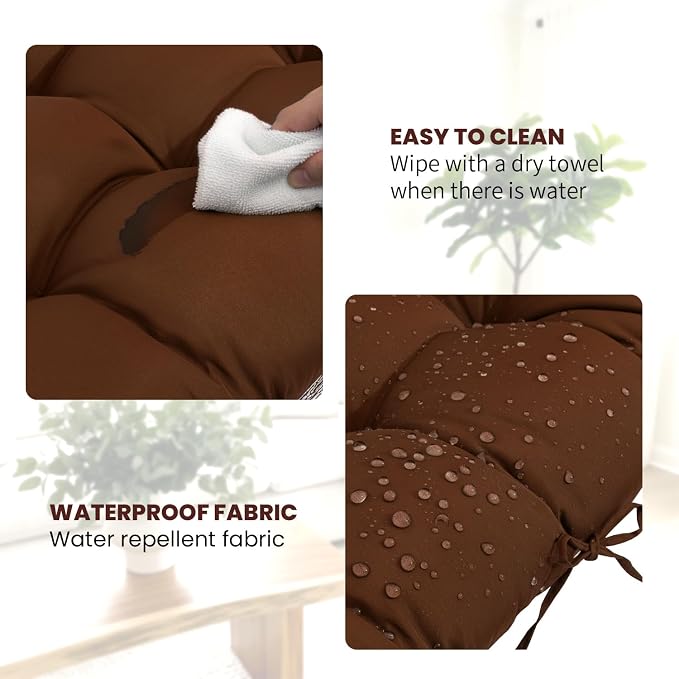 Egg Chair Cushion Replacement Outdoor Hanging Chair Cushion for Patio Furiture Hammock Swing Cushion 47x35x6 Inches (Brown)