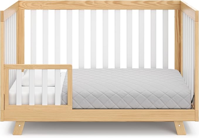 Storkcraft Beckett 3-in-1 Convertible Crib – GREENGUARD Gold Certified, Fits Standard Crib Mattress, Converts to Toddler Bed and Daybed, 4 Mattress Heights, Grow-with-Me Design (Natural and White)