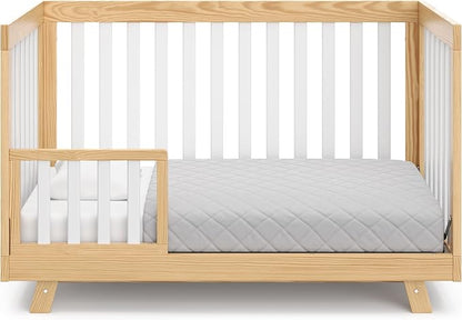 Storkcraft Beckett 3-in-1 Convertible Crib – GREENGUARD Gold Certified, Fits Standard Crib Mattress, Converts to Toddler Bed and Daybed, 4 Mattress Heights, Grow-with-Me Design (Natural and White)