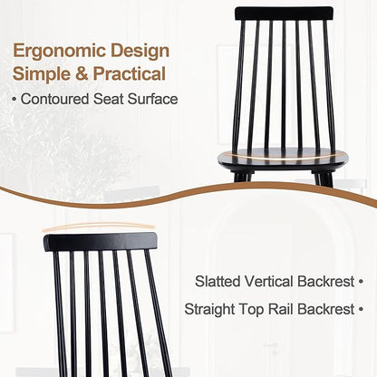 DUHOME Black Windsor Wooden Dining Chairs Set of 6, Wood Dining Room Chair Black Spindle Side Kitchen Room Country Farmhouse Chairs