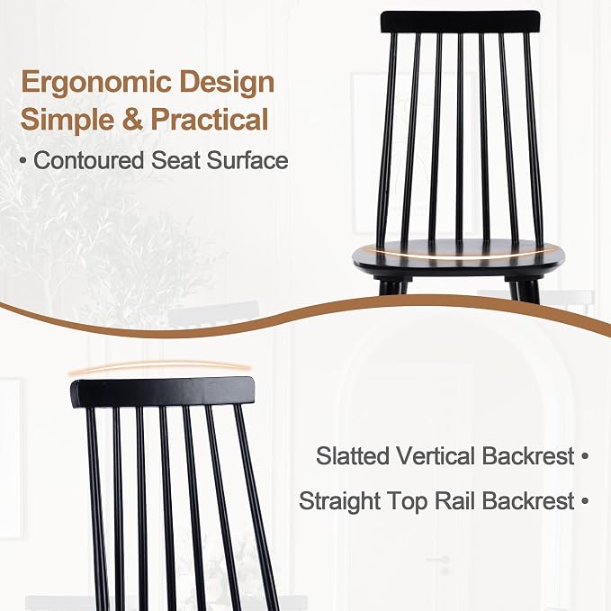 DUHOME Dining Chairs Set of 2 Wood Dining Room Chair Black Spindle Side Kitchen Room Country Farmhouse Chairs Black