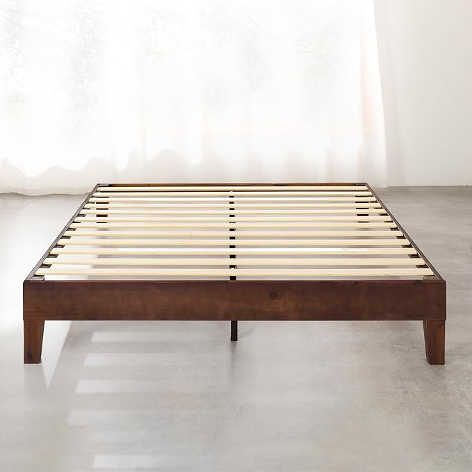 Mellow Naturalista Grand - 12 Inch Solid Wood Platform Bed with Wooden Slats - No Box Spring Needed - Full (Espresso)