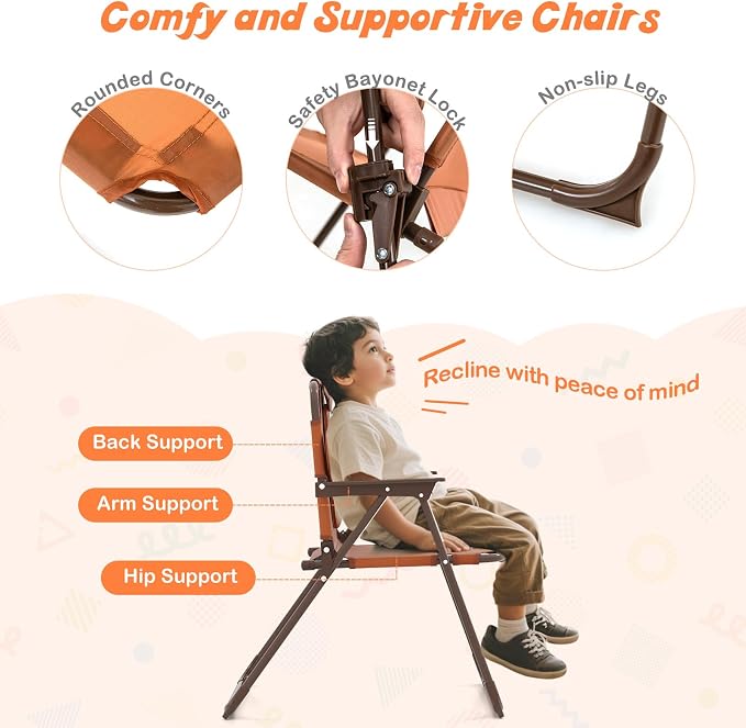 HONEY JOY Kids Picnic Table, Animal Themed Toddler Outdoor Table and Chair Set, 2 Folding Chairs & Removable Umbrella, Children Outdoor Furniture for Backyard Patio Garden (Brown Monkey)
