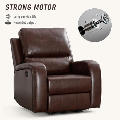 HAOMARKETS Electric Recliner Chair, Soft PU Leather Power Recliners with Padded Backrest, Single Overstuffed Heavy Duty Reclining Sofa for Living Room Bedroom, Brown