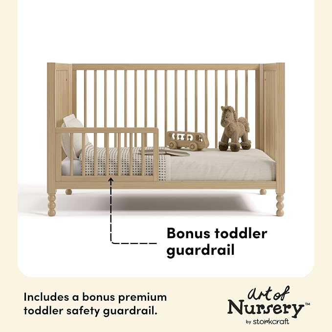 Storkcraft Rio 5-in-1 Convertible Crib and Toddler Guardrail – GREENGUARD Gold Certified, Toddler Bed Conversion Kit Included, Fits Baby Crib Mattress, Converts to Full Bed (Driftwood)