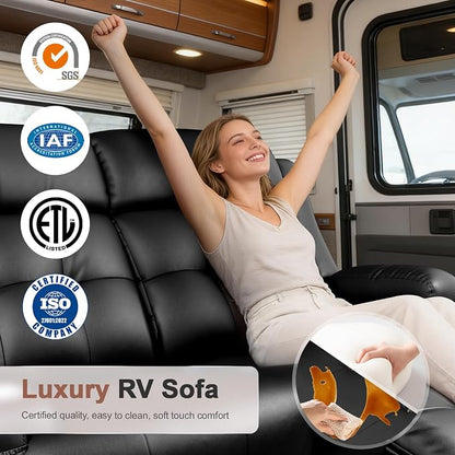 Reclining Loveseat, 55.1" RV PU Leather Wall Hugger Recliner Love Seats Sofa with Charging Station, Removable Armrest, Cup Holder, Double Recliners Couch, Manual Love Seat for Living Room