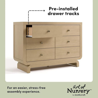 Storkcraft Santorini 6 Drawer Double Dresser (Driftwood) - GREENGUARD Gold Certified, Interlocking Drawer System, Dresser Drawer Organizer for Kids Bedroom