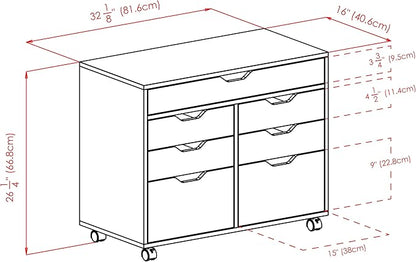 Winsome Halifax Mobile Storage Cabinet with Doors & Drawers, Stylish & Functional Home Storage Cabinet for Filing, Kitchen Organization, Moveable Furniture for Office, Dorms, Apartments