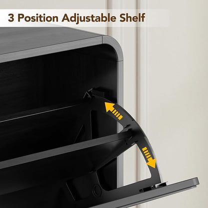 Decofy Shoe Cabinet with 2 flip-Down Drawers (Walnut)
