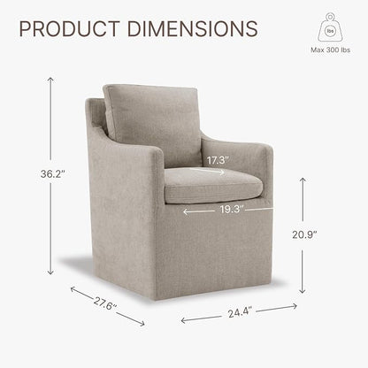 KISLOT Upholstered Dining Chairs with Casters, No Assembly Modern Accent Armchair with Rollers for Dining Room, Bedroom, Living Room, Reading Room, Already Assembled, Sand, 4 Box