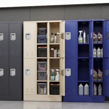 BUTISOW 6 Door Metal Storage Locker for Employees, Heavy Duty Steel School | Locker with Lift Up Handle & Recessed Hasp, Gym Office Lockers with Adjustable Shelves & Hooks, Beige