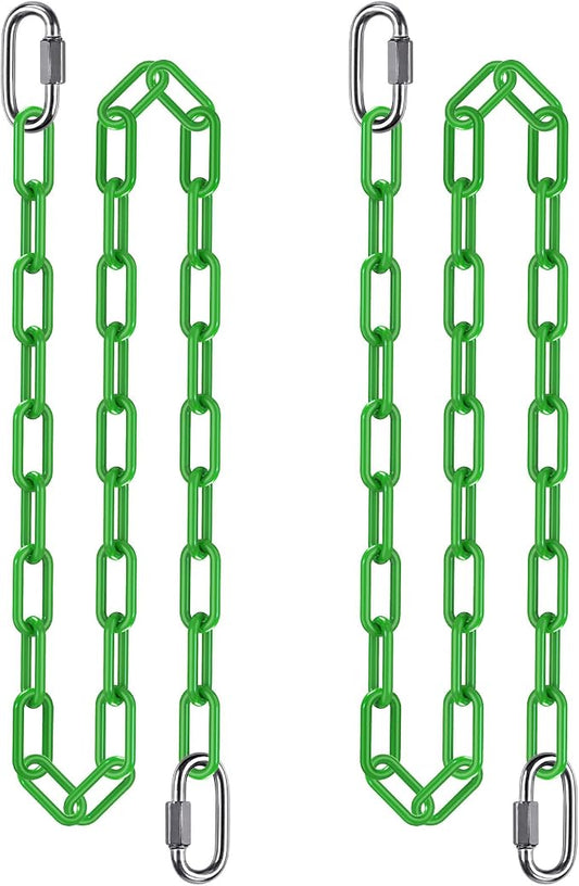2Pcs 80" Coated Swing Chain with Carabiners 1000 LBs Capacity Heavy Duty Hanging Chains Porch Swing Chains with Hooks Green Chain for Hammock Chairs, Tree Swing, Hanging Chair, Punching Bags