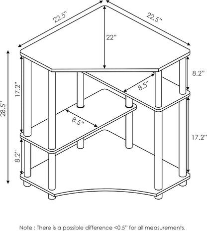 Furinno TURN-N-TUBE Desk, Gaming Desk with Shelves, Corner Computer Desk with Shelves, Office Desk, Space Saving, For Home Office, Bedroom, Columbia Walnut