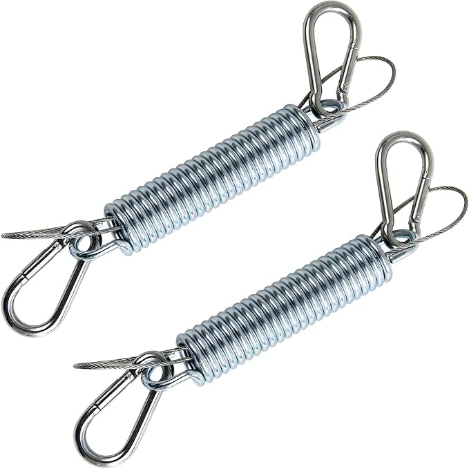 Porch Swing Springs Heavy Duty 700 Lb Capacity Each Hanging Chair Spring Stainless Steel Kit - 2 Springs, 4 Snap Hook Carabiners, 2 Safty Steel Wire for Swinging Porch, Swing Chair, Garden Hammocks