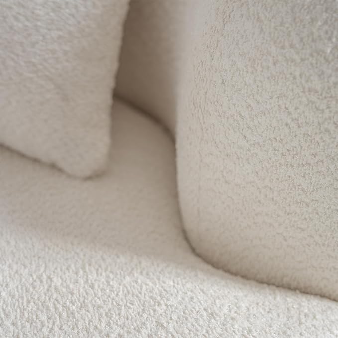 Acanva Formia Boucle Curved Sectional Sofa, 153" W Left Hand, White | Modular Couch, Modern Minimalist, Wood Frame, For Living Room, Apartment, Home Office