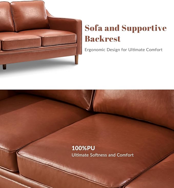 Kingfun 3-Piece Sofa Set for Living Room, Mid Century Modern Couch with Loveseat and Chair, Chenille, Solid Wood Frame