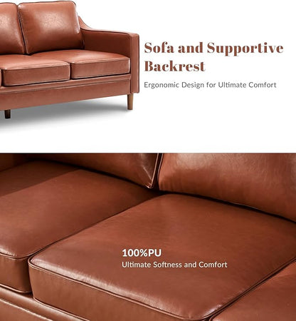 Kingfun 3-Piece Sofa Set for Living Room, Mid Century Modern Couch with Loveseat and Chair, Chenille, Solid Wood Frame