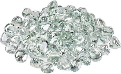 GASPRO 10 Pound Fire Glass Diamonds - 1inch Clear Fire Glass for Propane Fire Pit, Decorative Fire Pit Glass Rocks for Gas Fireplace, Crystal Luster