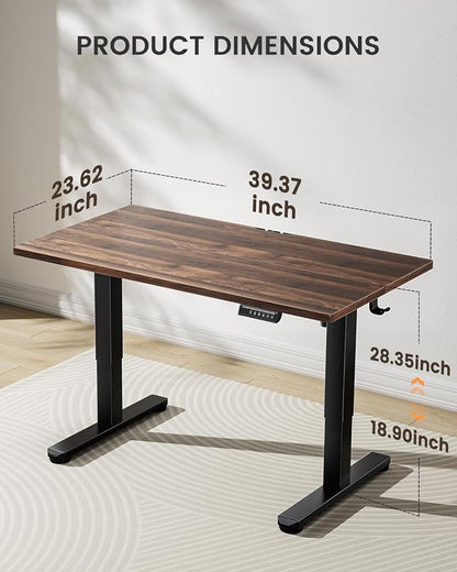 ErGear Low Height Adjustable Desk, Lifts 18.9-28.4 Inches, 40 X 24 Inches Electric Standing Desk for Kids, 4 Height Memory Settings & Storage Hooks, Home Office Computer Table & Study Desk, Walnut
