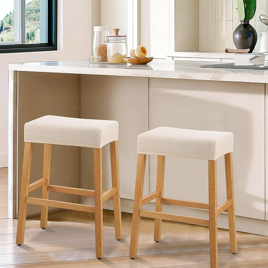 YISUN Stool Covers Rectangle - 4 Pack Stretch Waterproof Saddle Seat Cover Counter Bar Stools Bar Chairs Covers Kitchen Island Chairs Cushion Protector