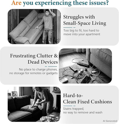 STHOUYN 56" W Fabric Loveseat Sofa with 2 USB, Small Couches for Living Room, Bedroom, Office, Easy Assembly & Comfy Cushion, Dark Grey