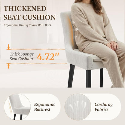 COLAMY Upholstered Dining Chairs Set of 6 with Mid Back and Wood Legs, Modern Accent Side Chairs for Living Room/Dining Room-Beige
