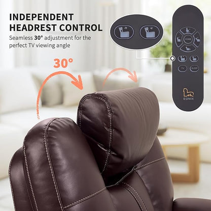 EONIX Triple Motor Lay Flat Power Lift Recliner Chair for Elderly with Adjustable Headrest, 400lbs Electirc Lift Chair for Living Room, Lumbar Pillow, Extended Footrest, Dark Brown
