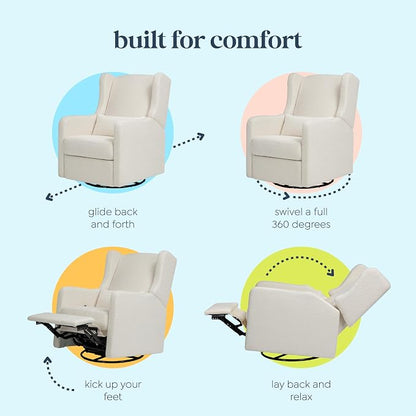 Carter's by Davinci Arlo Recliner and Swivel Glider in Ivory Boucle, Greenguard Gold Certified