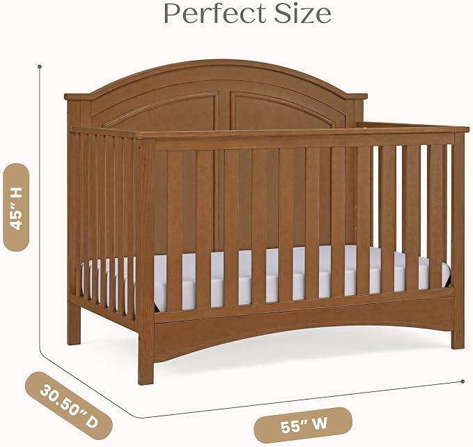 Delta Children Perry 6-in-1 Convertible Crib - Greenguard Gold Certified, Chestnut