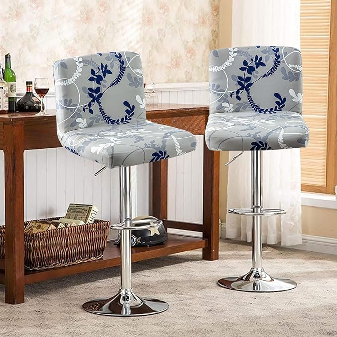 Levoberg Bar Stools Cover Set of 4 Printed Armless Swivel Barstools Slipcovers with Backs Stretch Square Counter Height Bar Stools Covers Mid Low Back Chair Cover for Kitchen Dining Room Bar #13