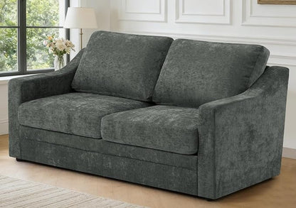 67” Chenille Loveseat Sofa w/Comfortable Back Cushions, Grey | Modern 2-Seat Couch w/Deep Seat Space, Upholstered 2 Seaters Sofa w/High Resiliency Foam for Living Room
