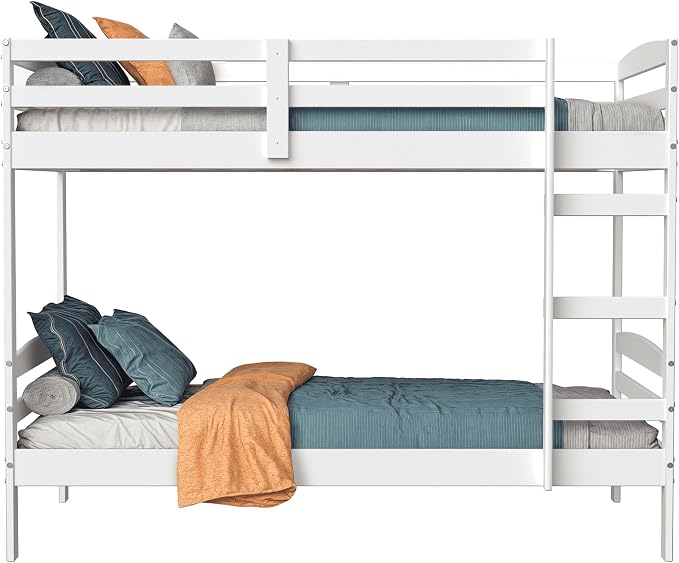 From the Tree Furniture Twin Over Twin Bunk Bed for Kids — Solid Pine Wood with Full-Length Safety Rails & Hang-On Ladder — 220 lbs Per Bunk · ASTM F1427 + 16 CFR 1213 Certified — Space-Saving Design