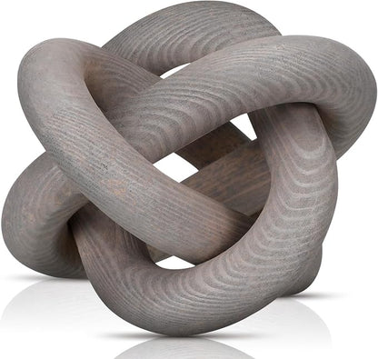 Yalikop 3 Link Wood Knot Decor Rustic Home Décor Accents Hand Carved Coffee Table Decoration, Boho Chain Link Decoration, Modern Shelf, Rustic Objects for Home Living Room Bedroom(Gray)